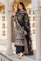 imrozia BLACK organza 3 piece embroidered suit by aizah store